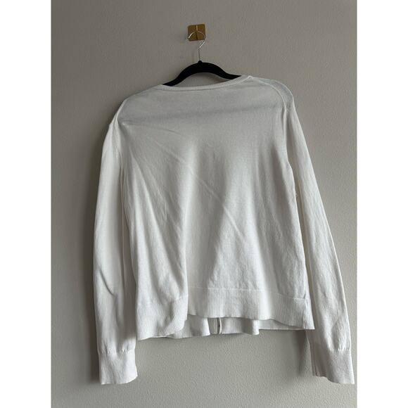 GAP White Cotton Cardigan XXL – Button Front Classic Knit Sweater Basic Layering - Picture 2 of 7